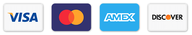 Visa, Mastercard, AMEX, Discover